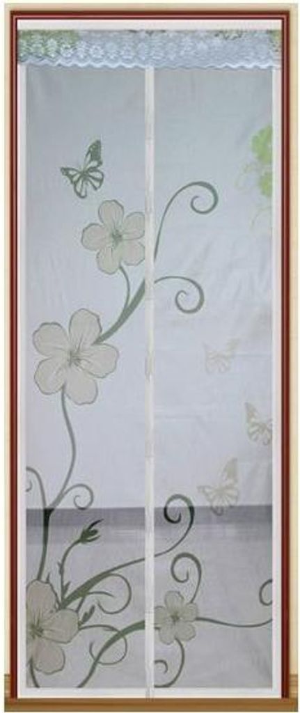 Muggennet voor deuren, 100x220 cm, met magneet, bloemmotief Productafbeelding 