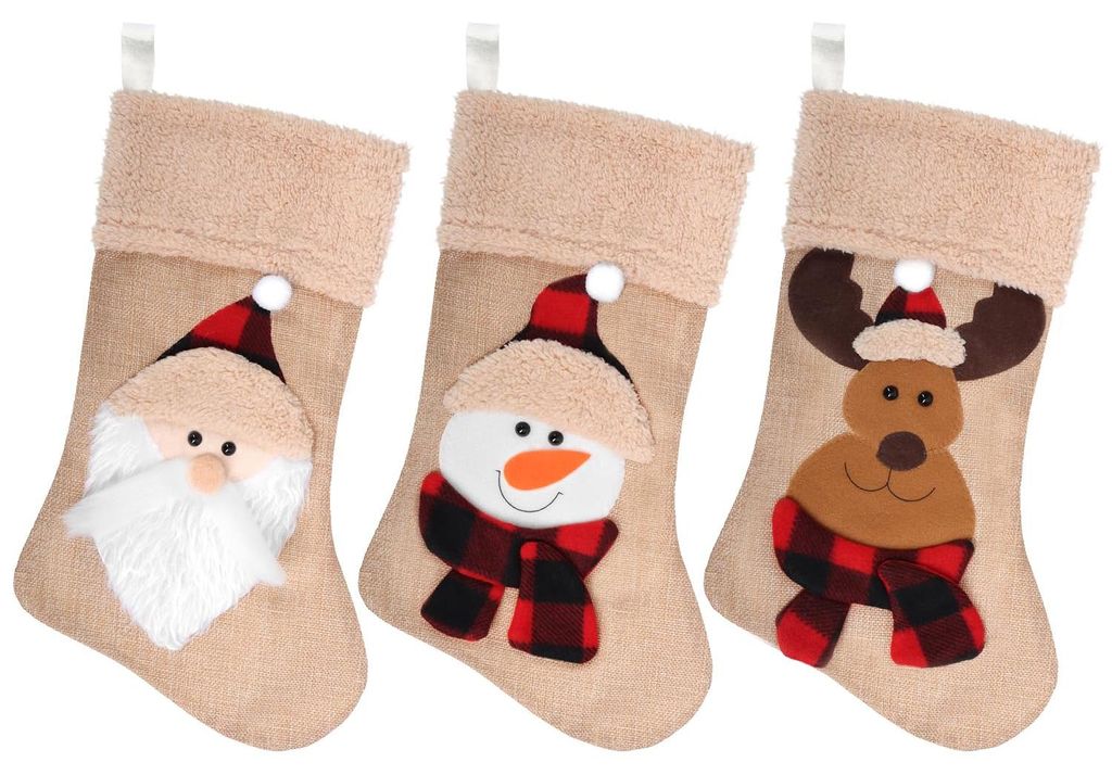com-four® 3X Premium Weihnachtsstrumpf XL aus Jute, Produktbild 