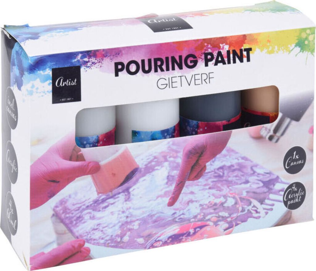 Gießende Acrylfarbe, 4 Farben
