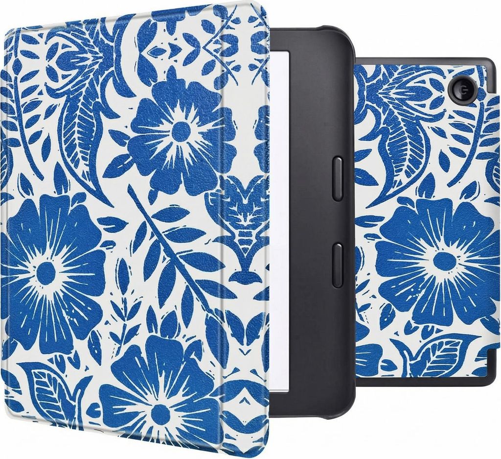 imoshion Design Slim Hard Case Sleepcover mit Stand Kobo Libra 2 / Tolino Vision 6 - Flower Tile