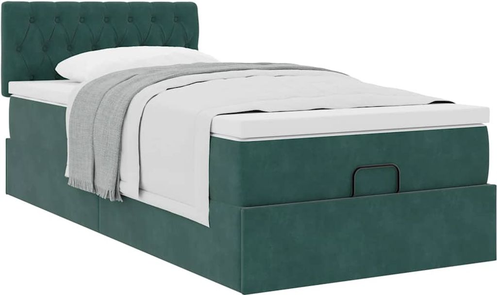 Maison Exclusive - Ottoman-Bett mit Matratze Dunkelgrün 90x200 cm Samt