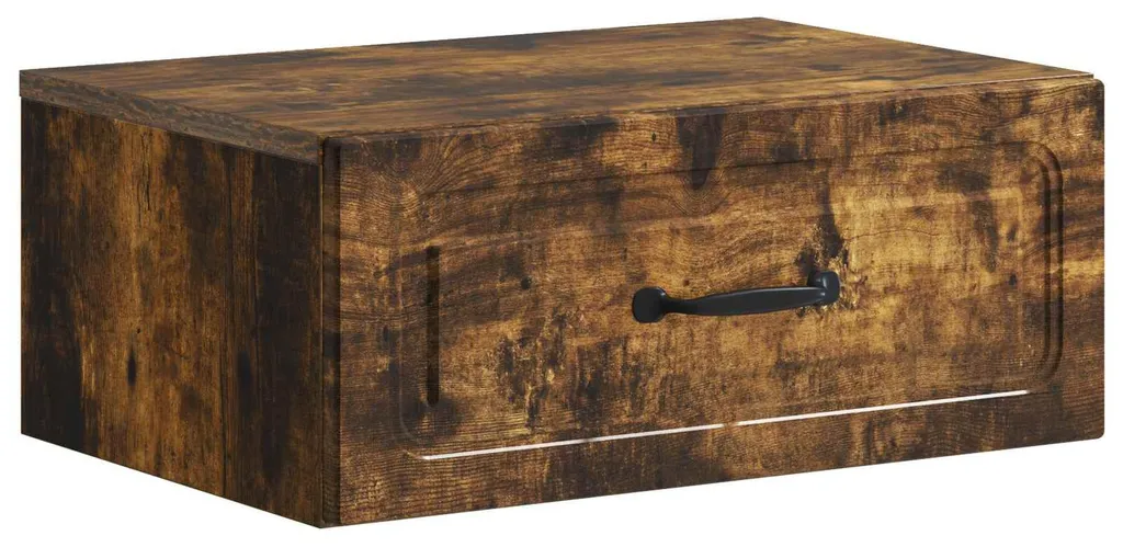 Table de chevet murale pour petit espace, meuble de nuit chêne fumé
