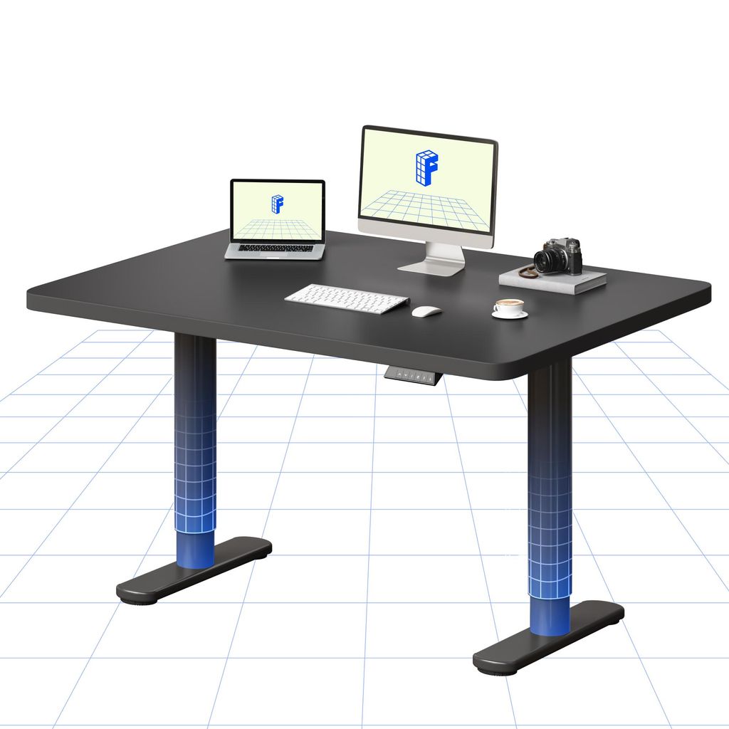 FLEXISPOT CylineX Höhenverstellbarer Schreibtisch 120x80cm mit eleganten abgerundeten Tischbeinen 25mm einteiliger Tischplatte 80 kg Tragkraft Sch...