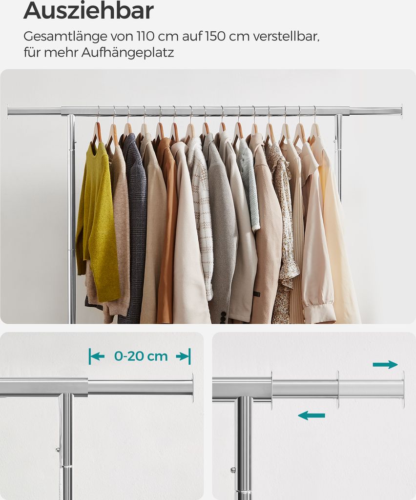 Chromowany wieszak na ubrania mobilna garderoba 150 cm Zdjęcie produktu 19