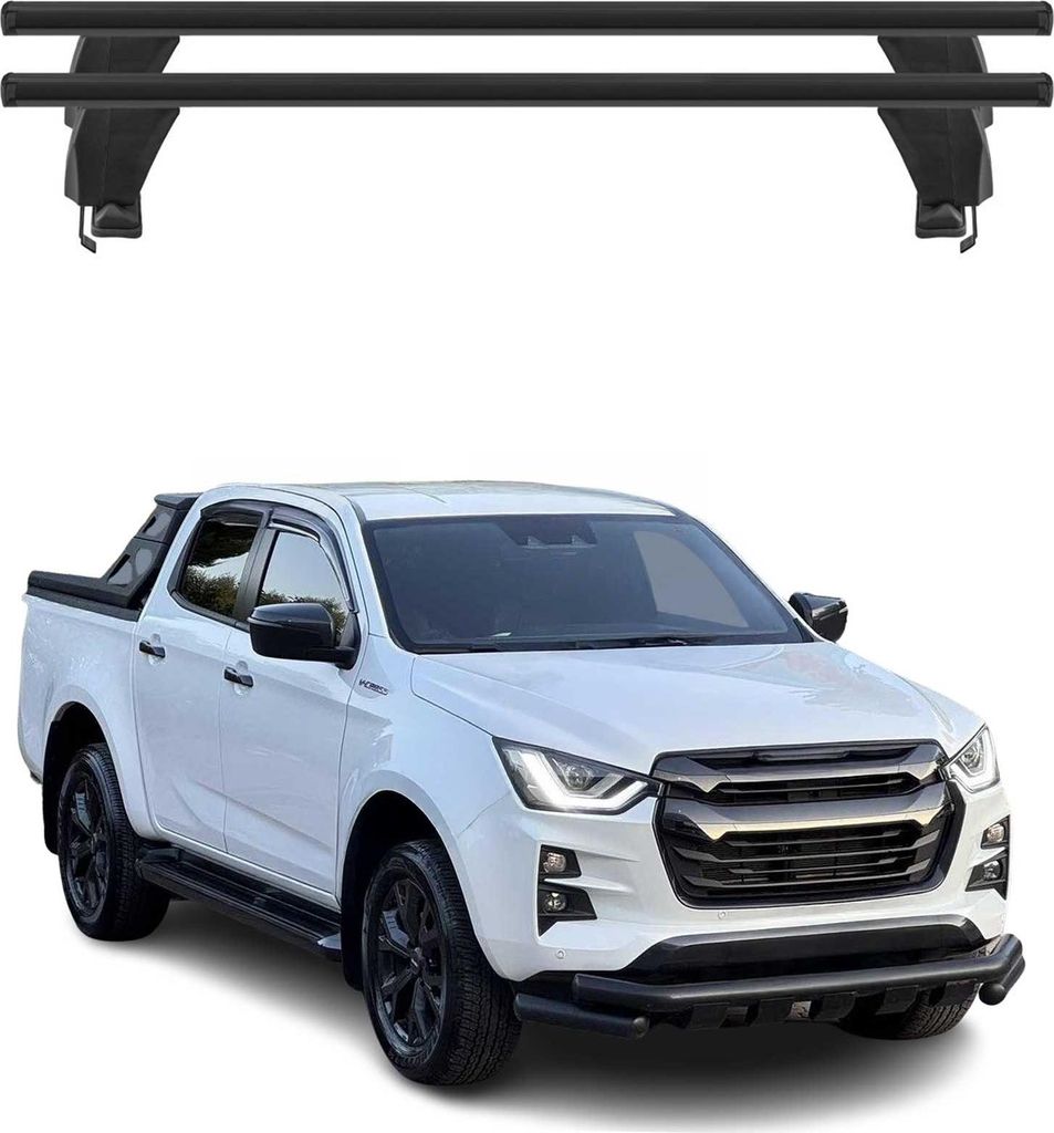 Menabo Dachträger Grundträger für Isuzu D-Max III 2019-2025 Alu Schwarz 2tlg