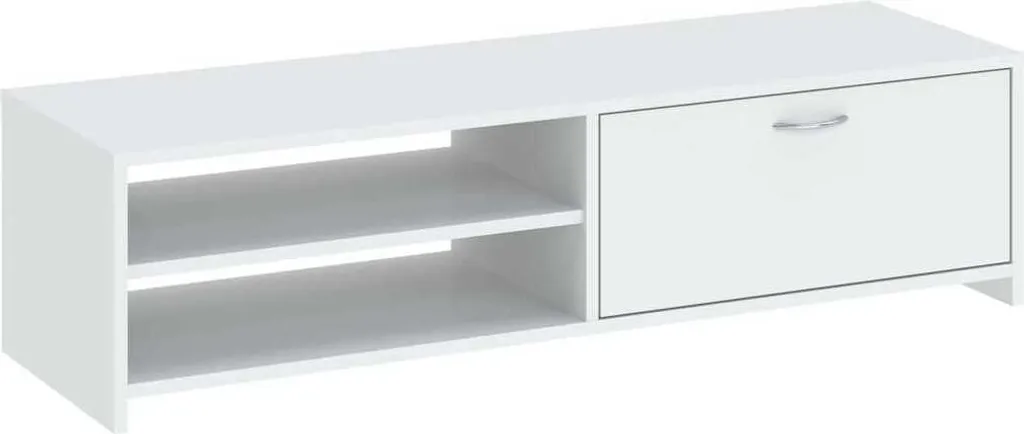 Meuble TV LAMPASES blanc : finissez-en avec le désordre de vos câbles