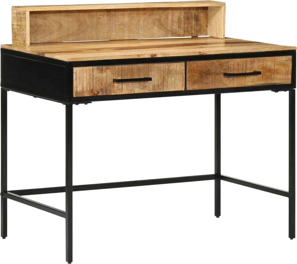 Table console marron 100 cm avec rangements - Meuble de salon robuste