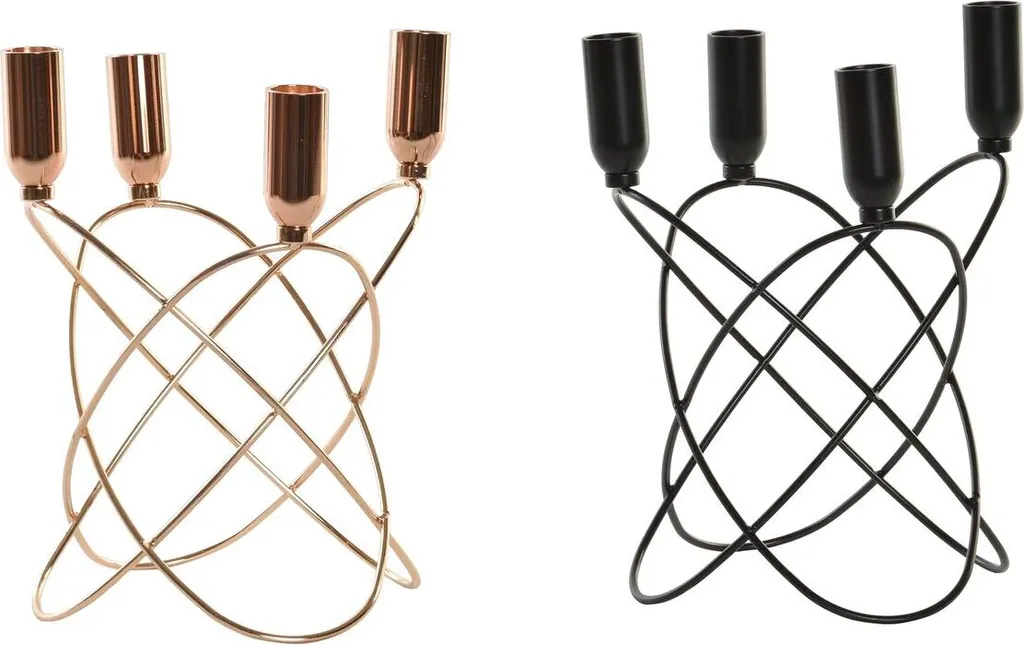 Bougeoir en Métal Design Moderne Noir et Doré pour Décoration de Table