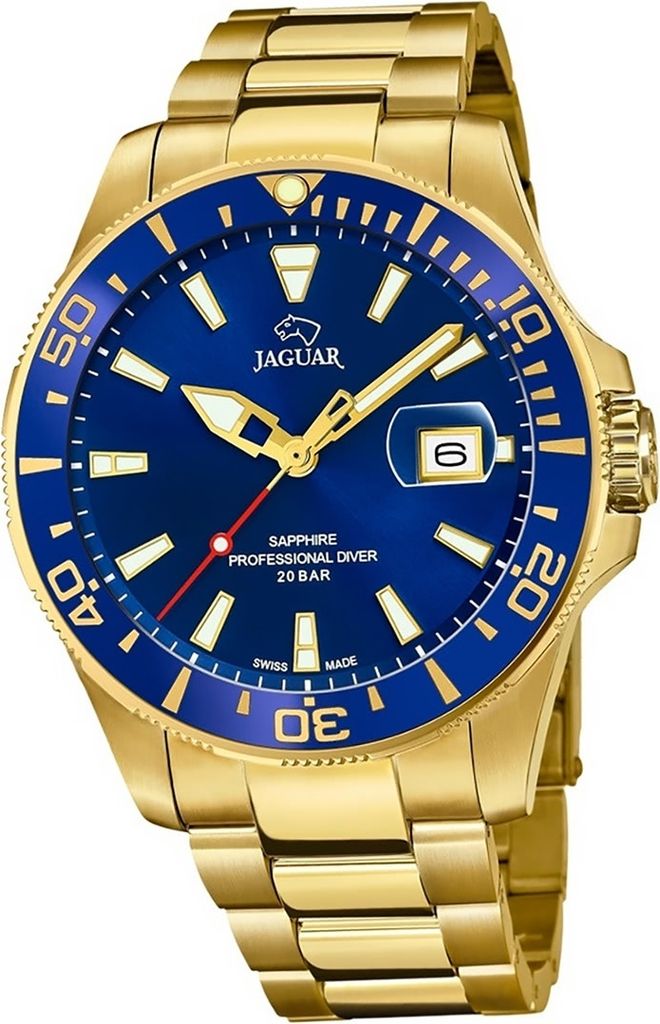 Jaguar Edelstahl Herren Uhr J877/1 Analog Armbanduhr gold Executive D2UJ877/1