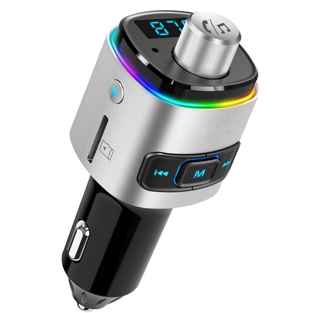 Auto Bluetooth 5.0 FM Transmitter Auto MP3 Player USB Adapter Mit 7 Farbe QC3.0 