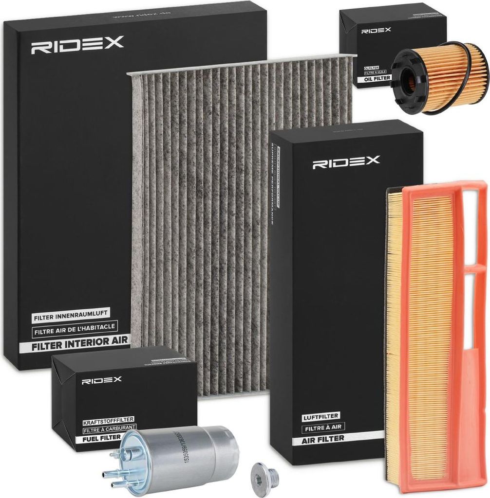 RIDEX Filterset Inspektionspaket Filtersatz für FIAT GRANDE PUNTO (199) PUNTO EVO (199) PUNTO (199) DOBLO Kasten/Kombi (263) Doblo Kombi (263) QUBO