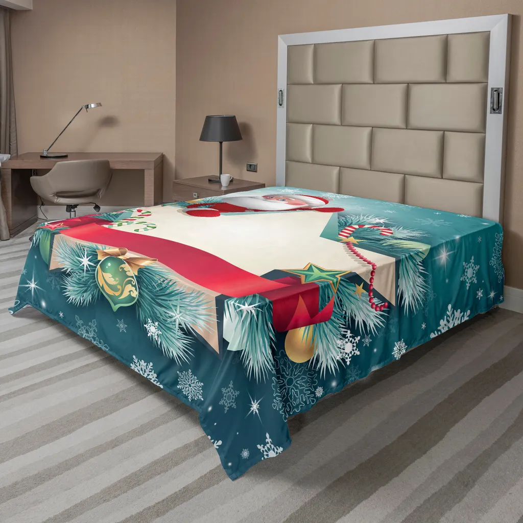 Lenzuolo Decorativo Natale ABAKUHAUS: Babbo Natale e Fiocchi 266x260
