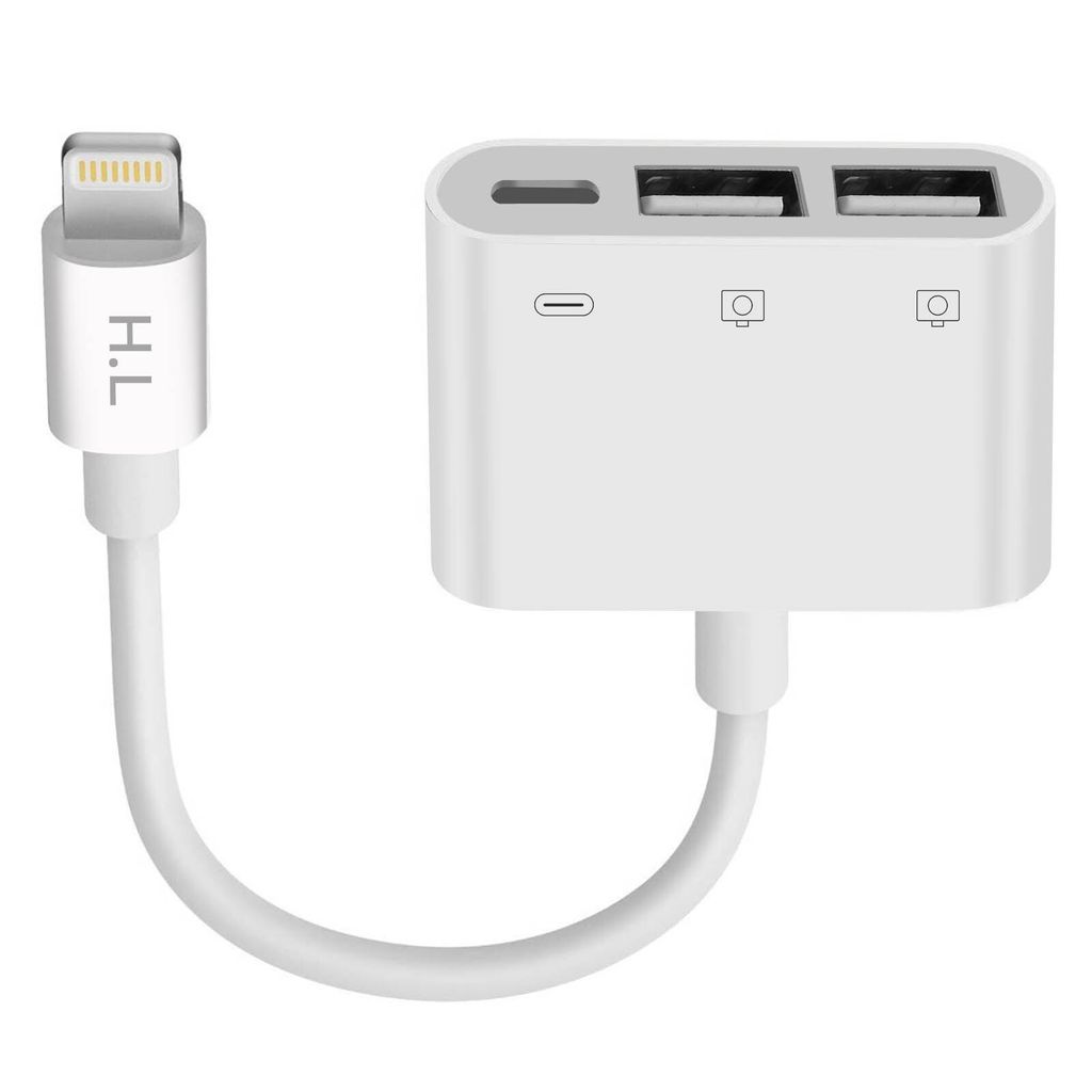 HL-110 iPhone / iPad Lightning auf 2x USB + Lightning Adapter – Weiß
