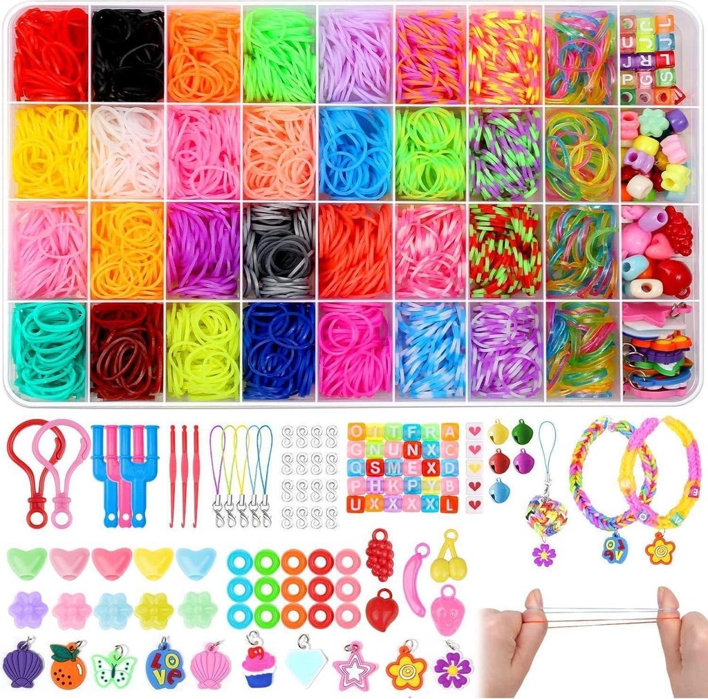 Selizo Loom Bänder Set für Kinder 2600+ Zubehör Gummibänder Produktbild 