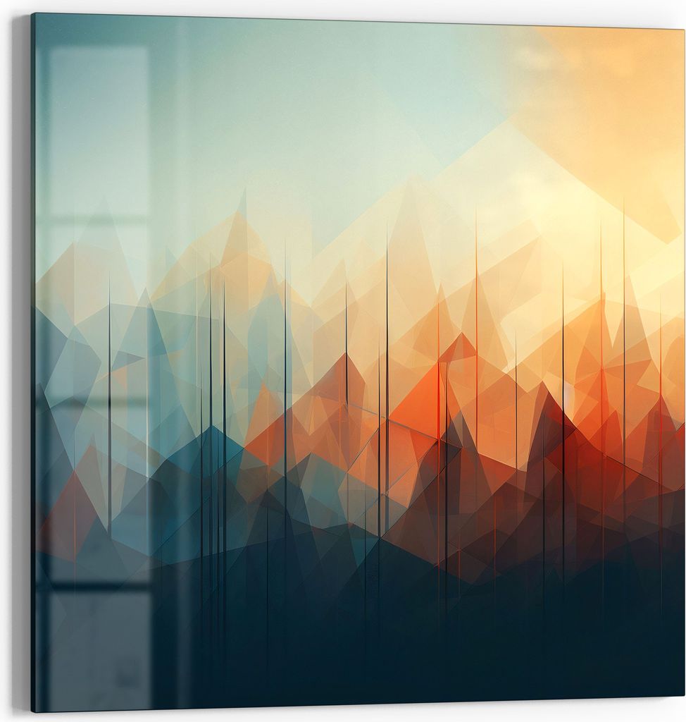 DEQORI Glasbild Acryl 50x50 cm 'Digitale Gebirgsidylle' Wandbild Bild modern Deko