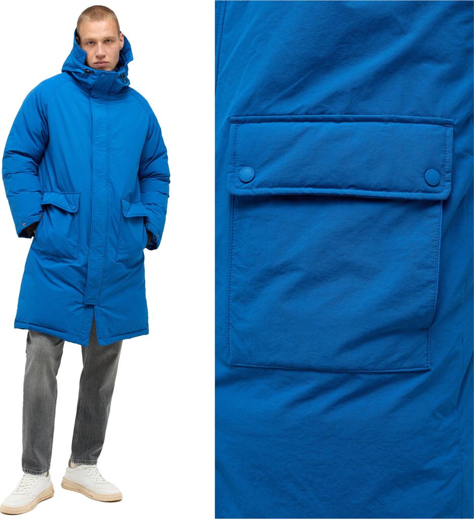 MUSTANG Herren, Winterjacke LONG PARKA, L, Blau, jacke, winter, jacken