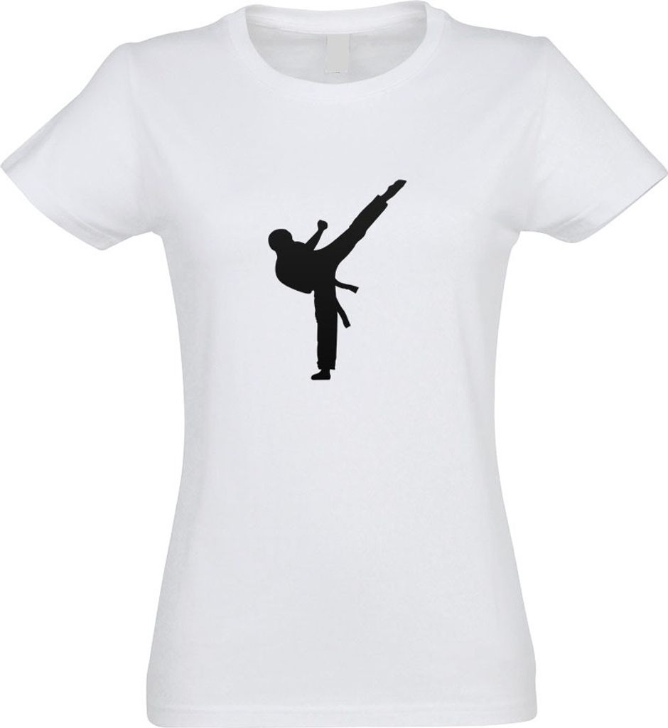 Kiwistar - T-Shirt tailliert - Damen - Weiss - Karate Kampfsport Kämpfer - mit Motiv Bedruckt - Funshirt Design - Sport - Freizeit - Damen - XXL
