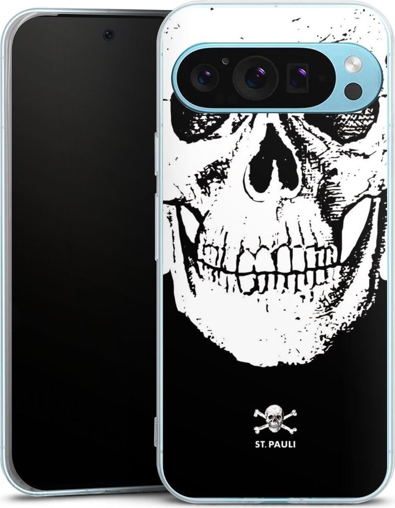 DeinDesign Handyhülle für Google Pixel 9 Pro XL Silikon Hülle Case Smartphone Schutzhülle FC St. Pauli Offizielles Lizenzprodukt Totenkopf