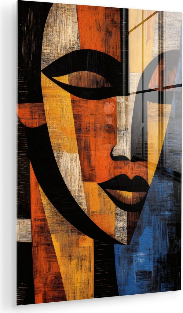 MuchoWow Glasbilder - Bilder auf Wandbild - Foto auf Glas Abstrakt - Porträt - Farbfelder 80x120 cm Wanddekoration aus Glas - Acrylglasbild - Acry...