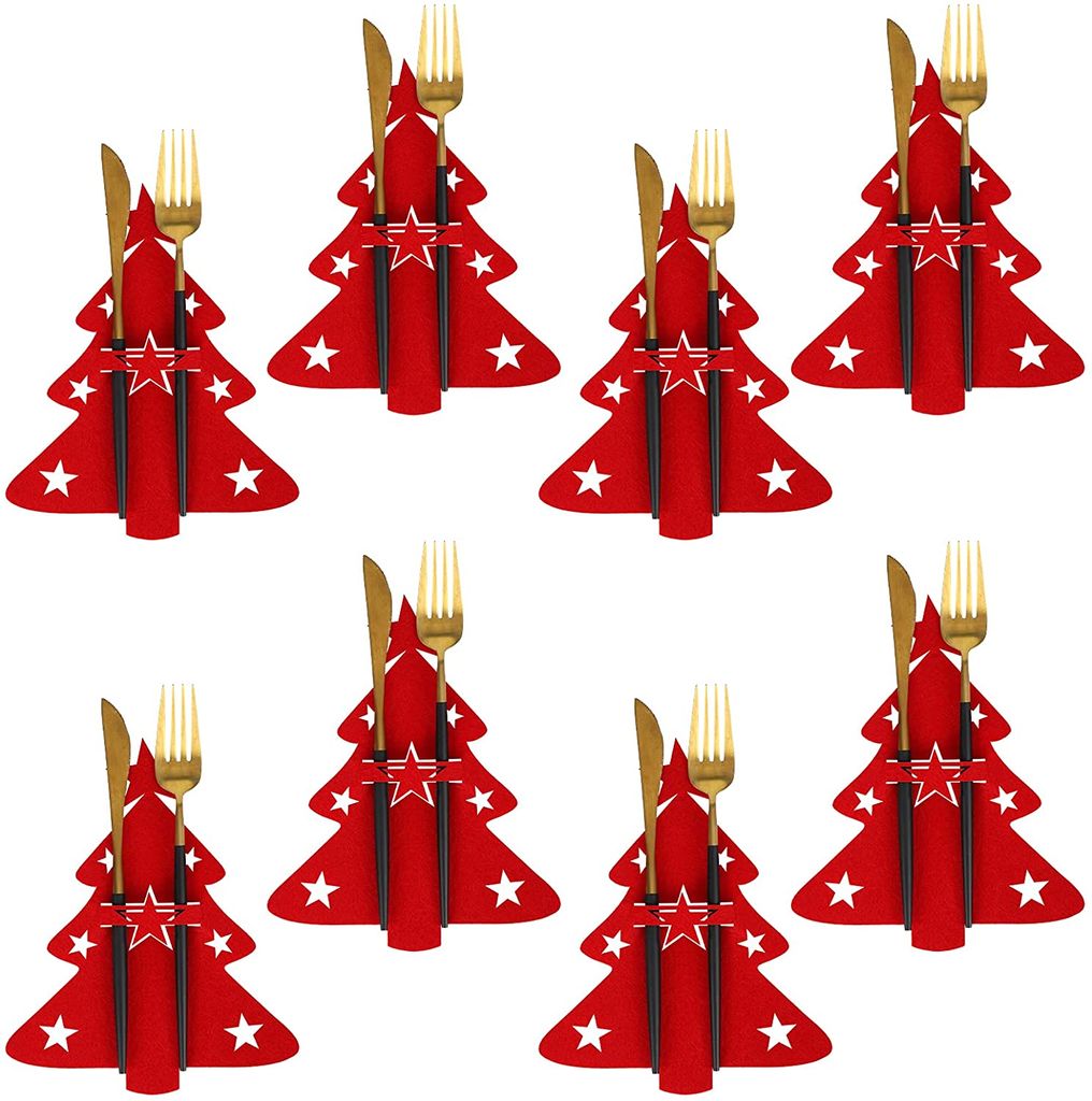 4 Stück Weihnachtsbaum Form Messer Gabel Besteckhalter Tischdekoration 