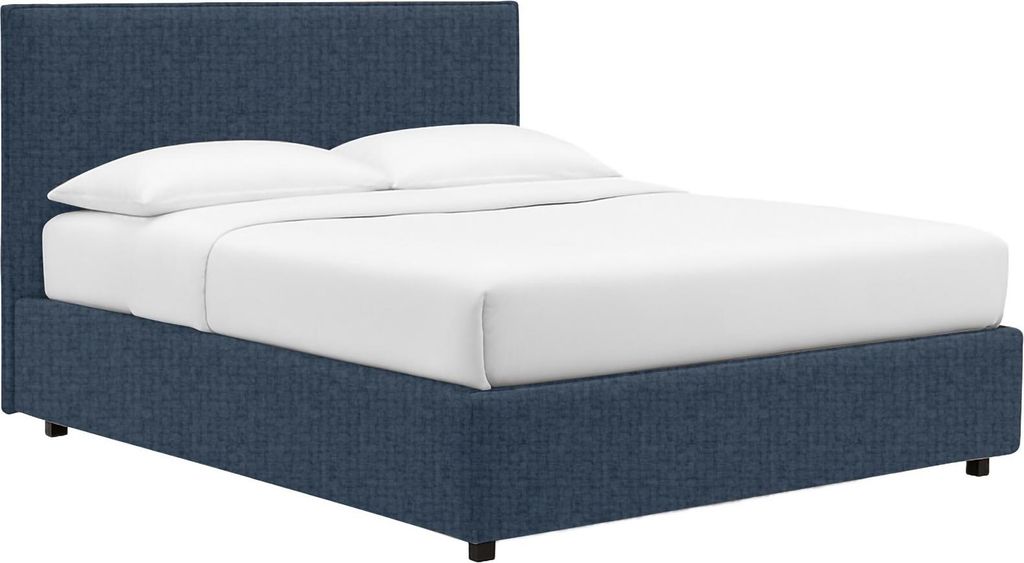 Dmora Bett 140x200 Nussbaum Blau, Abziehbar mit Stauraum