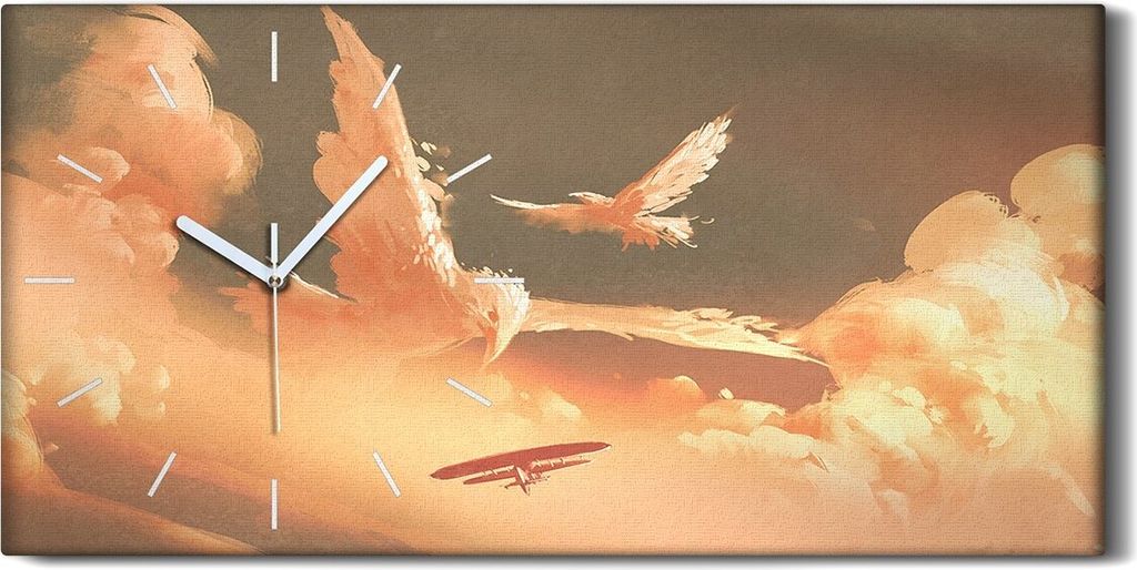 Dekor Leinwand Uhr Wandbilder 60x30 Vogelförmige Wolke im Produktbild 