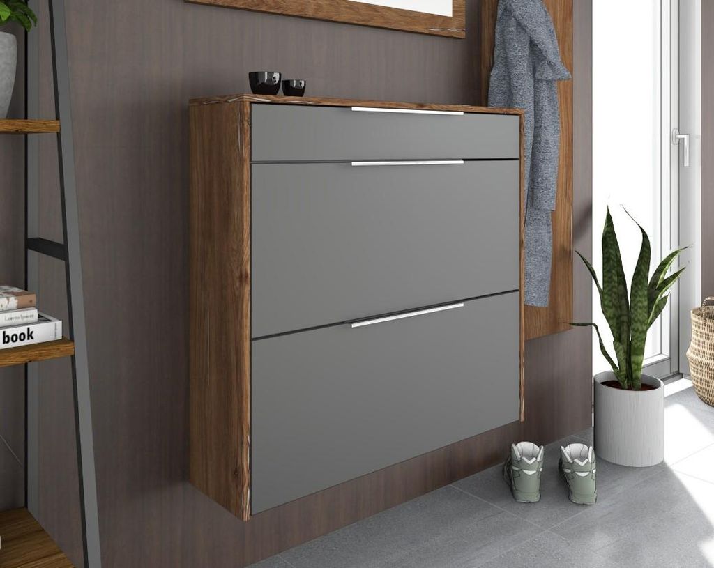 Schuhschrank Oliva 2 hängend Basic vintage eiche graphit Produktbild 