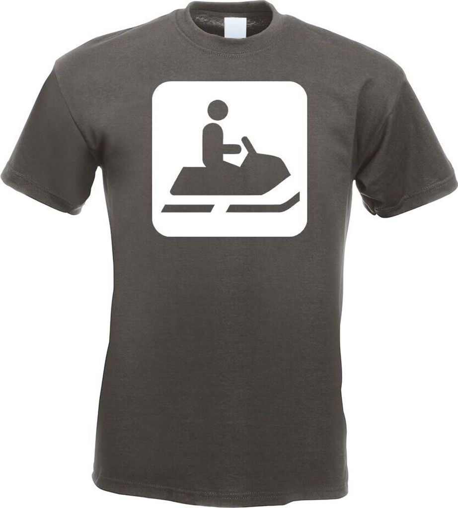 Kiwistar - T-Shirt - Graphit - Schneemobil Raupen Piktogramme Herren Funshirt Bedruckt Design Sprüche Spruch Motive - mit Motiv Bedruckt - Funshir...