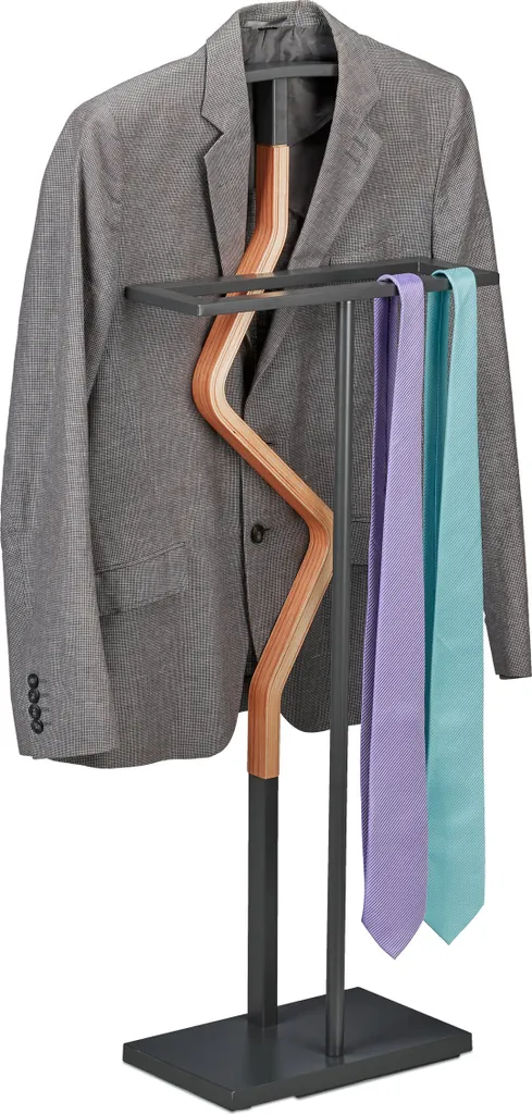 Serviteur de chambre anthracite Relaxdays - Porte-vêtements pour costume