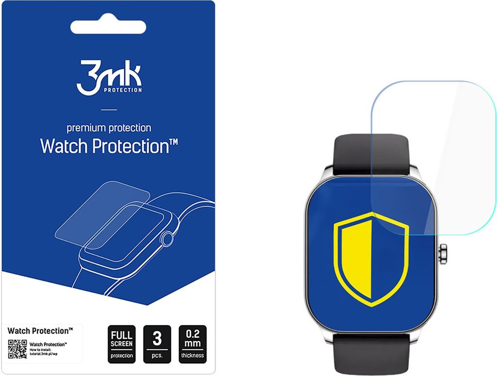 3mk Display Hybridglas Watch Protection für Amazfit Pop 3S 0,2mm (3 Stück)