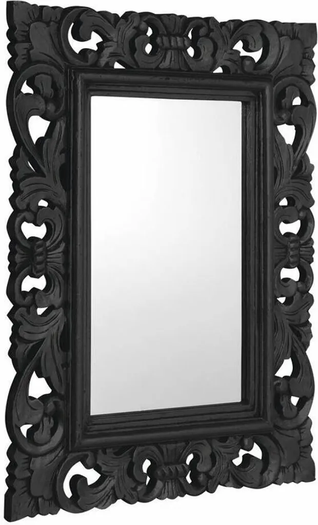 Miroir SAMBLUNG noir à cadre 60x80cm - Miroir rectangulaire mural chic