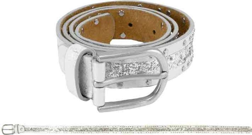 Gürtel Nieten+Glitzer weiß 60 cm - bb-Klostermann 22215 - Kindergürtel -