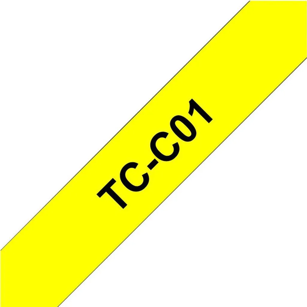 Brother TC-C01 Nastro 12mm Nero su Giallo Fluo - Alta Visibilità