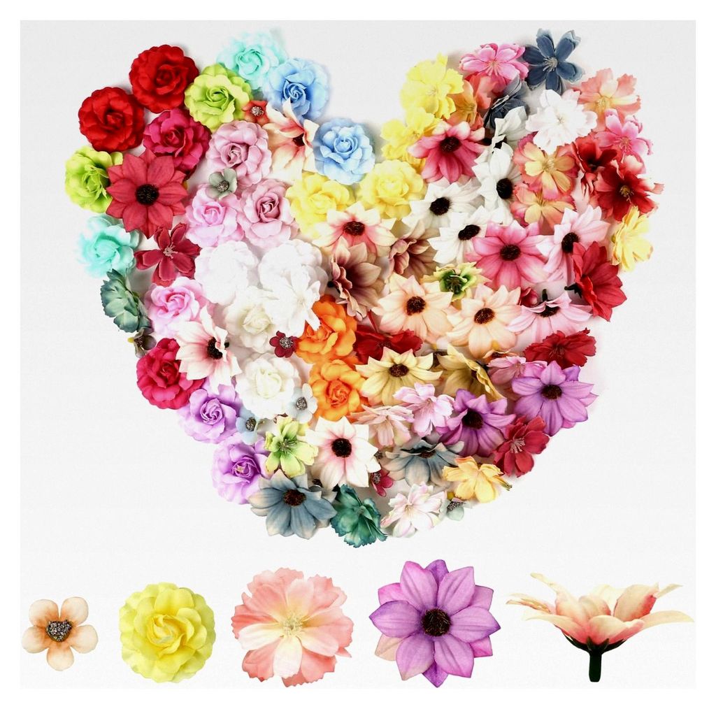 96 Stück Künstliche Blumen Bunte Gänseblümchen Blütenköpfe Dekoration für Haarschmuck Tortendeko Hochzeit Kunsthandwerk Feste Party Haus DIY...