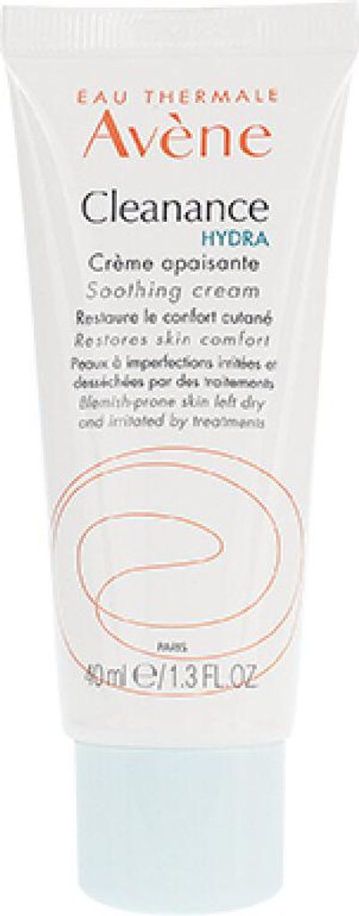 A product shot of a tube of Avène Cleanance Hydra soothing cream.