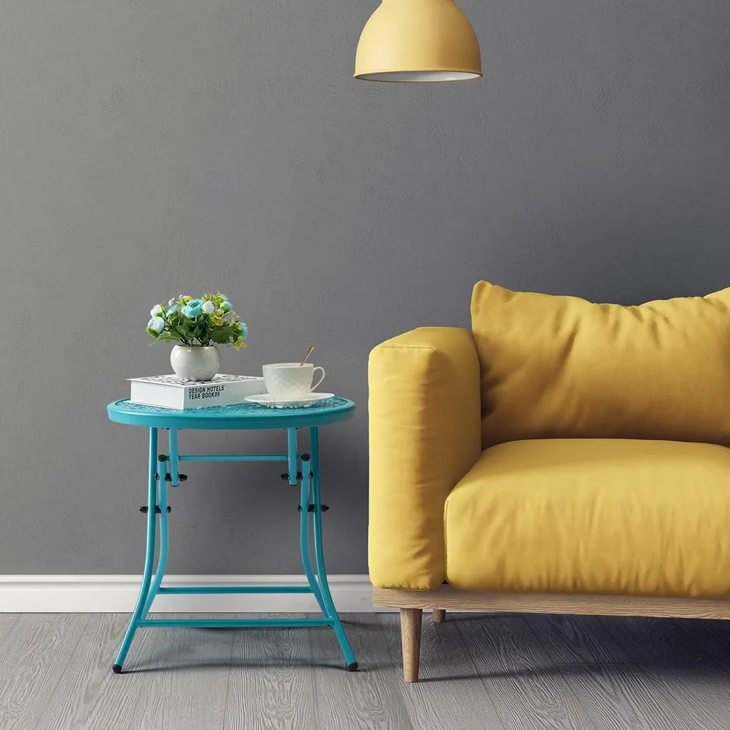 Table d'Appoint Extérieure sans Rouille Pliable et Compacte en Métal Noir - 7