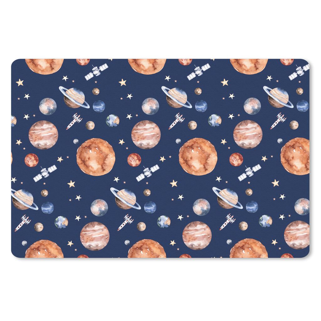 MuchoWow Schreibtischunterlage Muster - Weltraum - Planeten - Jungen - Mädchen - Kinder - Kinder 60x40 cm - XXL Mauspad - Großes Mauspad