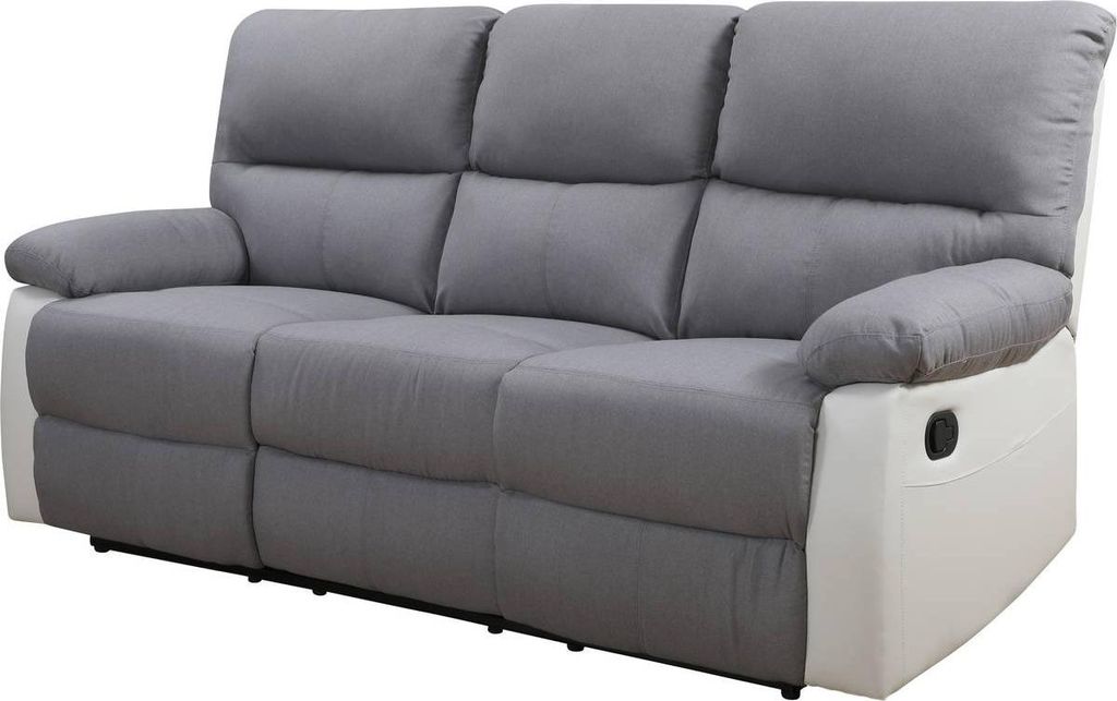 Relax-Sofa "Lincoln" - 197 x 89 x 103 cm - 3-Sitzer - Weiß Produktbild 