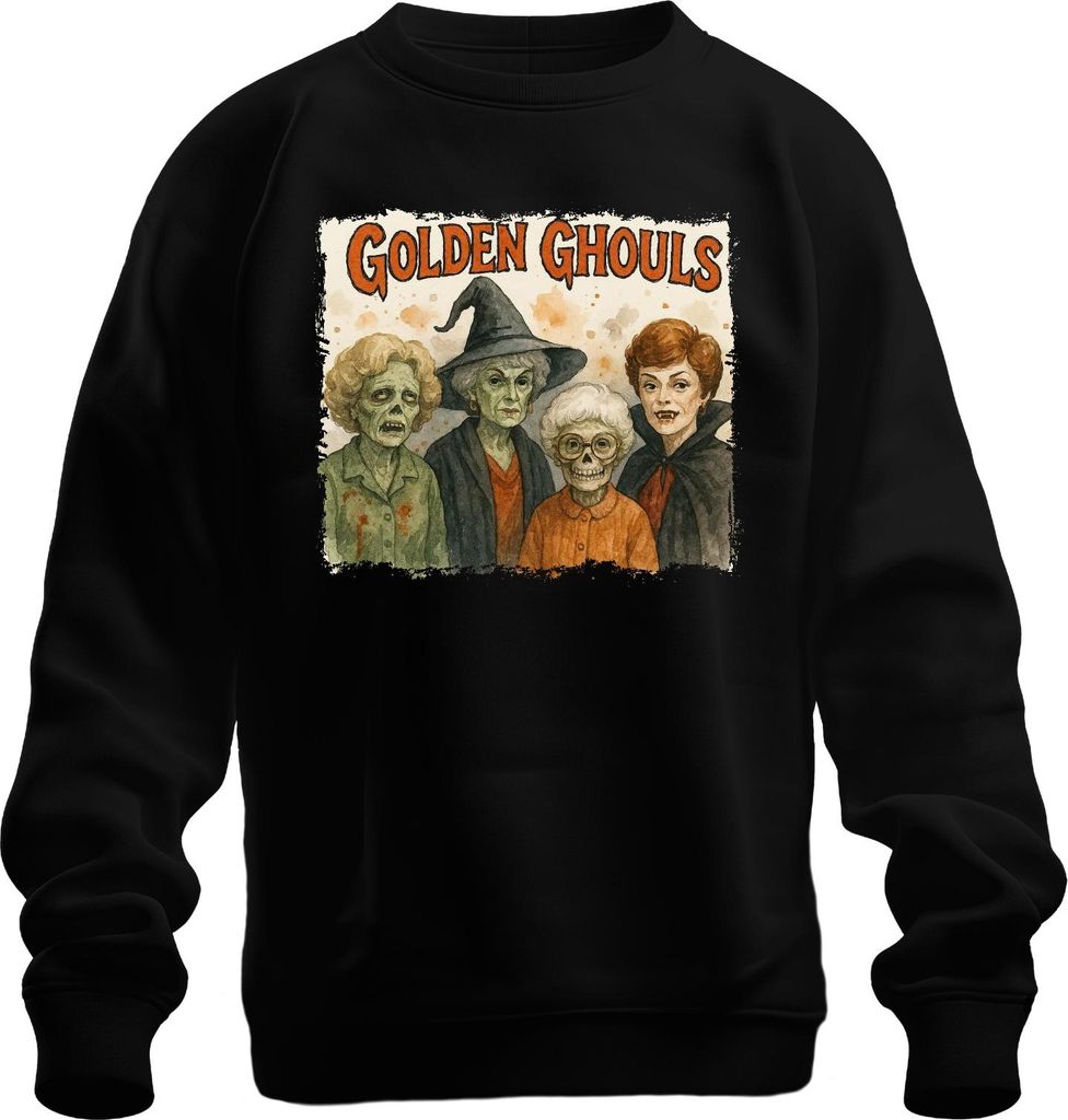 Golden Ghouls Halloween Golden Girls Zombie Omas Hexe Skelett Vampir Uni Sweatshirt Pullover, Schwarz, M