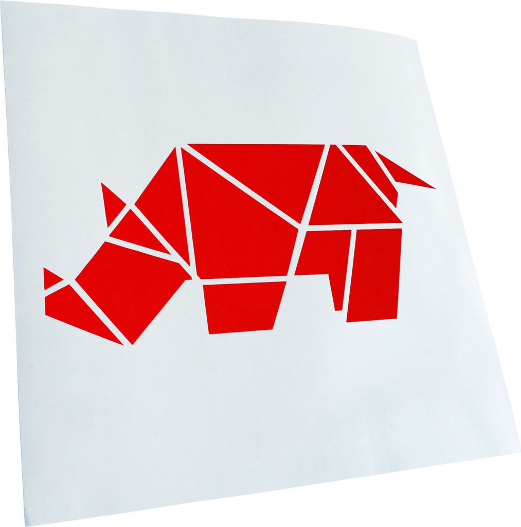Kiwistar - Autoaufkleber - Papierfalten Nashorn - Rot - 30x14cm - Aufkleber für Auto, Laptop, Fahrrad, LKW, Motorrad mehrfarbig JDM Decal Racing