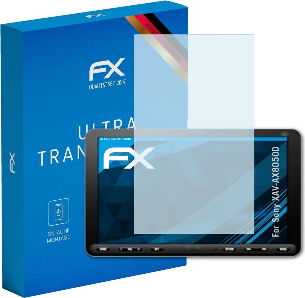 atFoliX FX-Clear 3x Schutzfolie kompatibel mit Sony XAV-AX8050D Displayschutzfolie