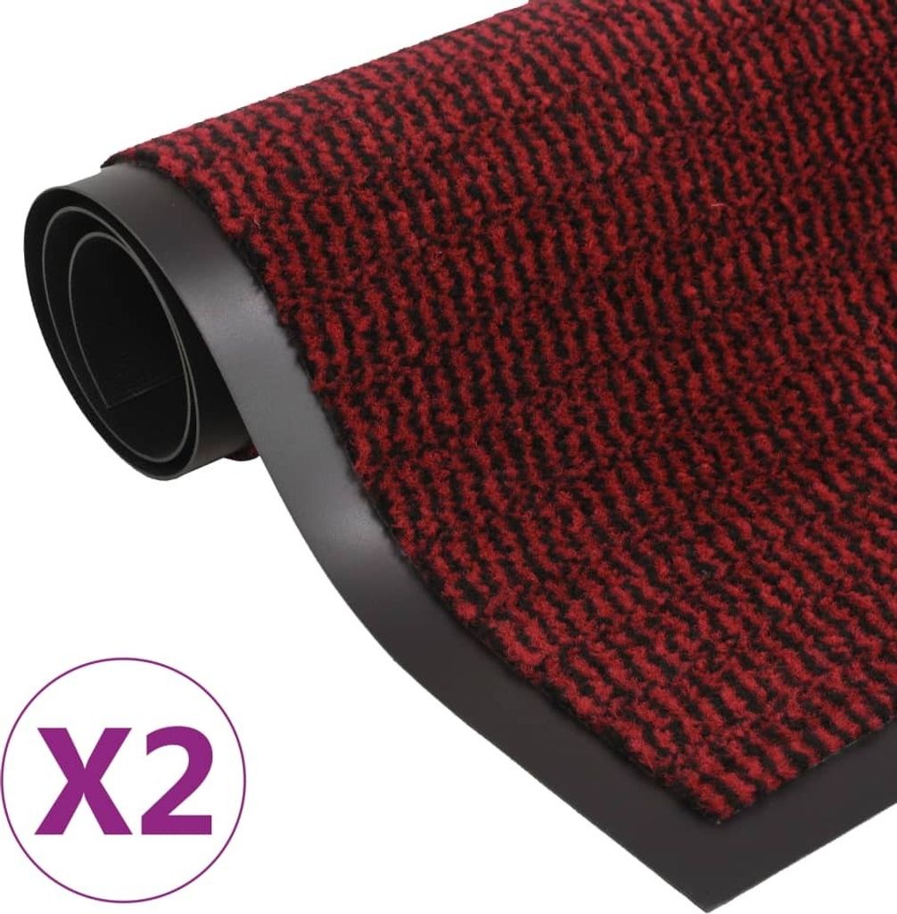 vidaXL Schmutzfangmatten 2 Stk. Rechteckig Getuftet 90x150cm Rot - Schmutzfangmatte - Schmutzfangmatten - Türmatte - Türmatten