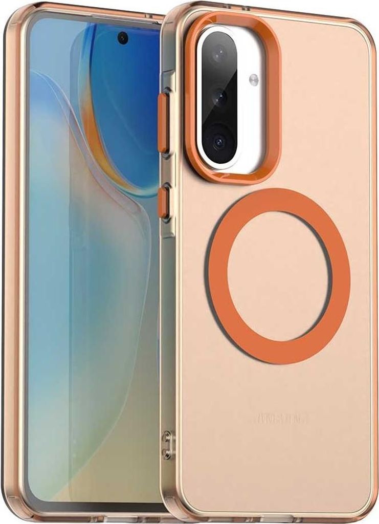 MagSafe Hülle für Samsung Galaxy A36/A56 - Phonesta HardFrost Semi-Transparent Back Cover - Matt Orange
