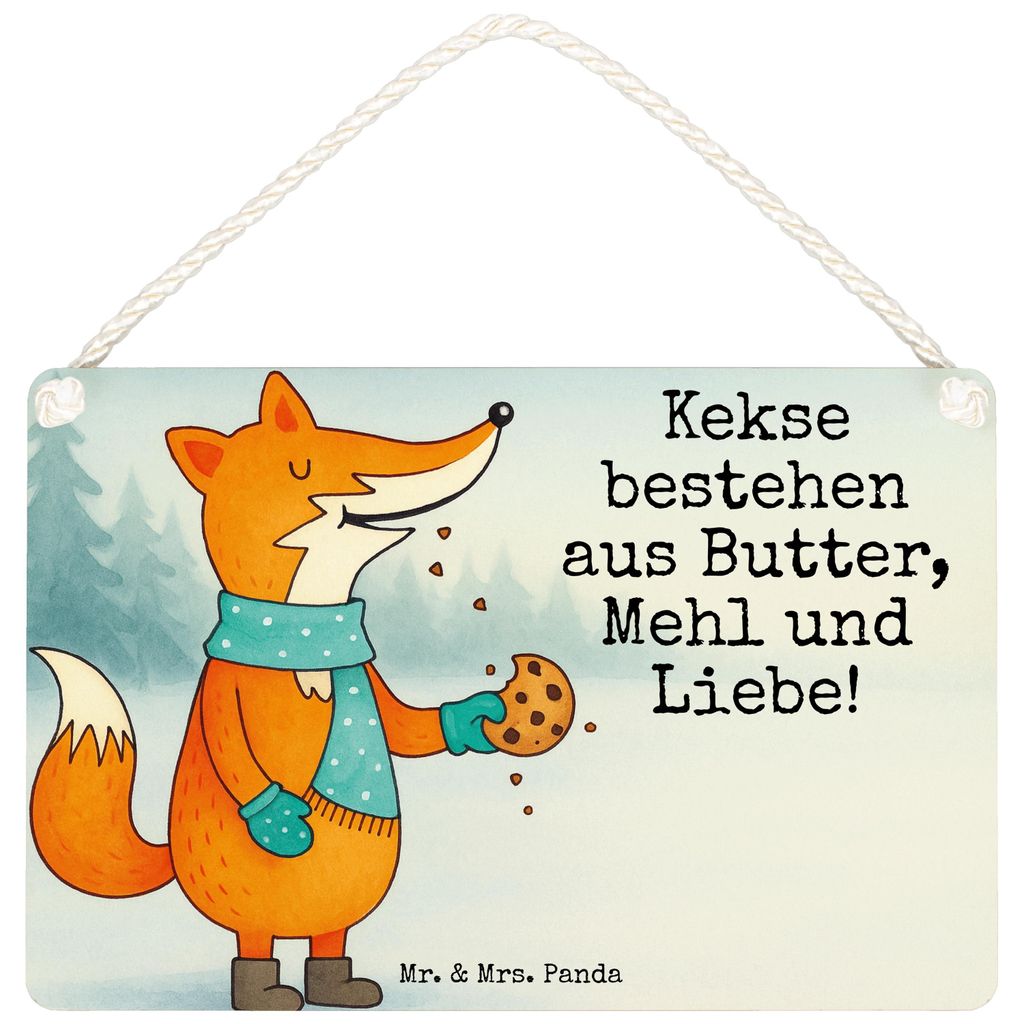 Mr. & Mrs. Panda Schild Fuchs Keks Design DIN A5 - Weiß - Geschenk, Wandbild Holz, Weihnachtlich, kleine aufmerksamkeit, wandtafel, Weihnachtskeks...