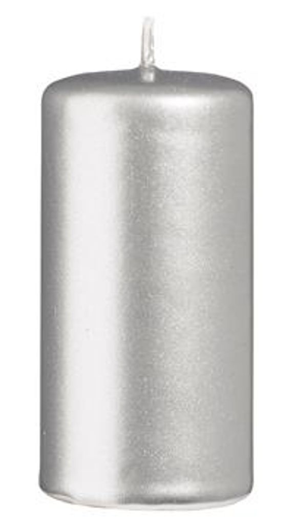 Stumpenkerzen Silber 80 x Ø 40 mm, 12 Stück