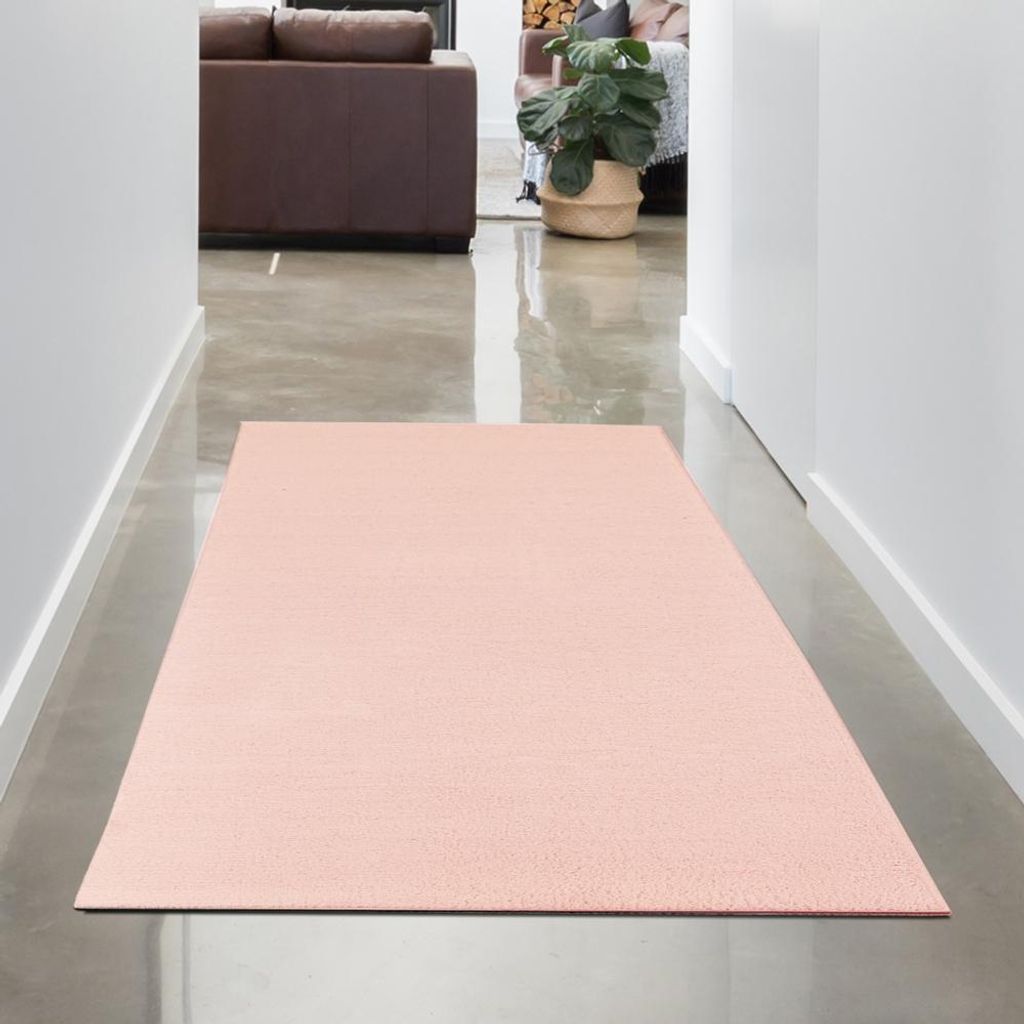 Moderner rosa Teppich samtig weich pflegeleicht für Kinderzimmer, Wohnzimmer, Schlafzimmer Größe - 60 x 110 cm