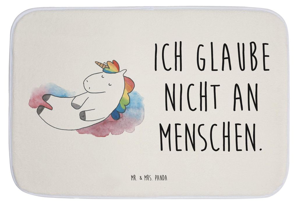Mr. & Mrs. Panda Badteppich Einhorn Wolke 7 - Weiß - Geschenk, Badezimmer Matte, Unicorn, Teppich Fürs Bad, Verliebt, duschmatte, Realität, Mens...