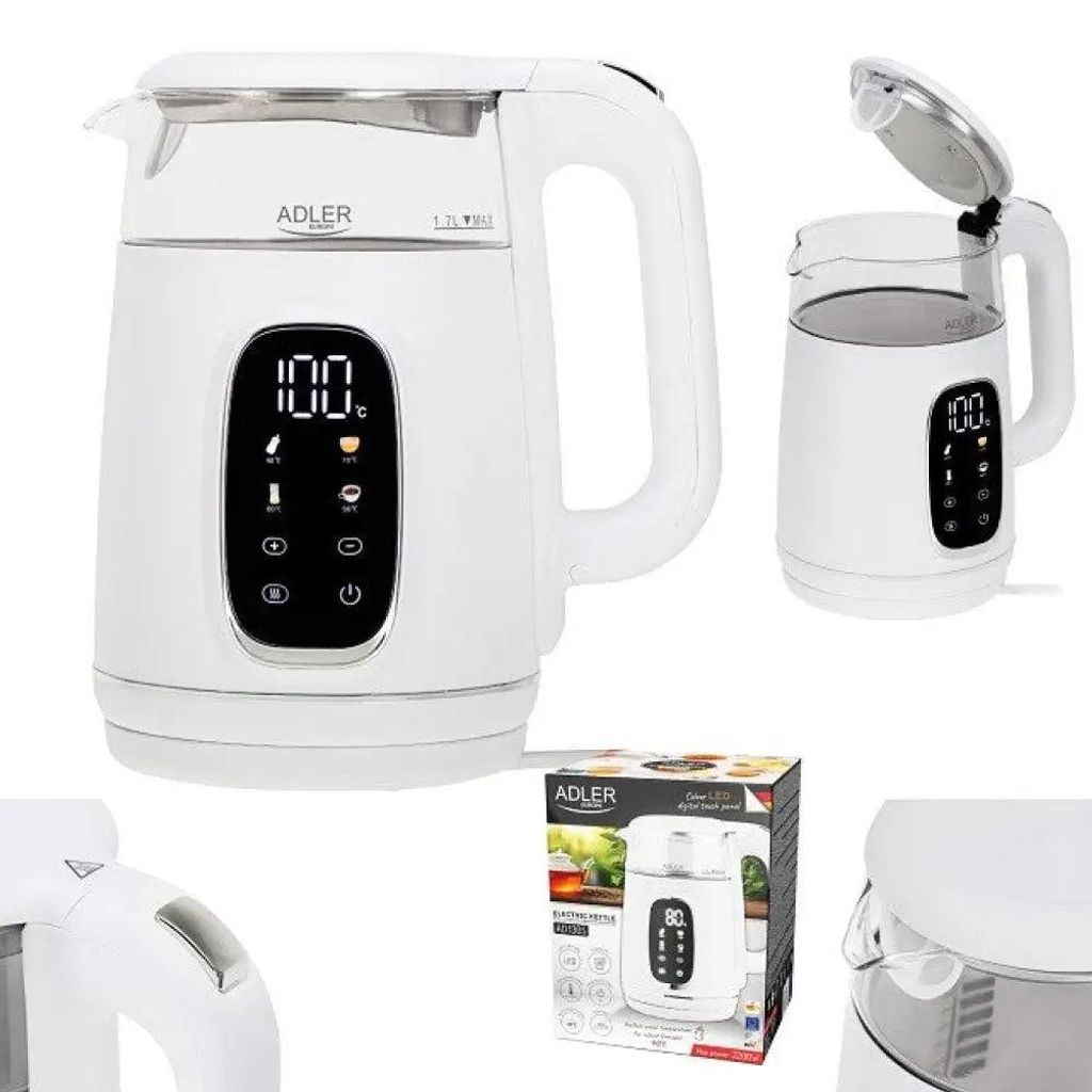 Adler Wasserkocher mit Temperatureinstellung 2200W – Wasser Kocher 1,7L mit LED