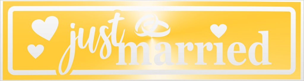 Kiwistar Just Married Ringe Herzen invertiert Magnetschild Schild magnetisch - 45cm Gelb - reflektierend - Magnetfolie für Auto PKW Kfz