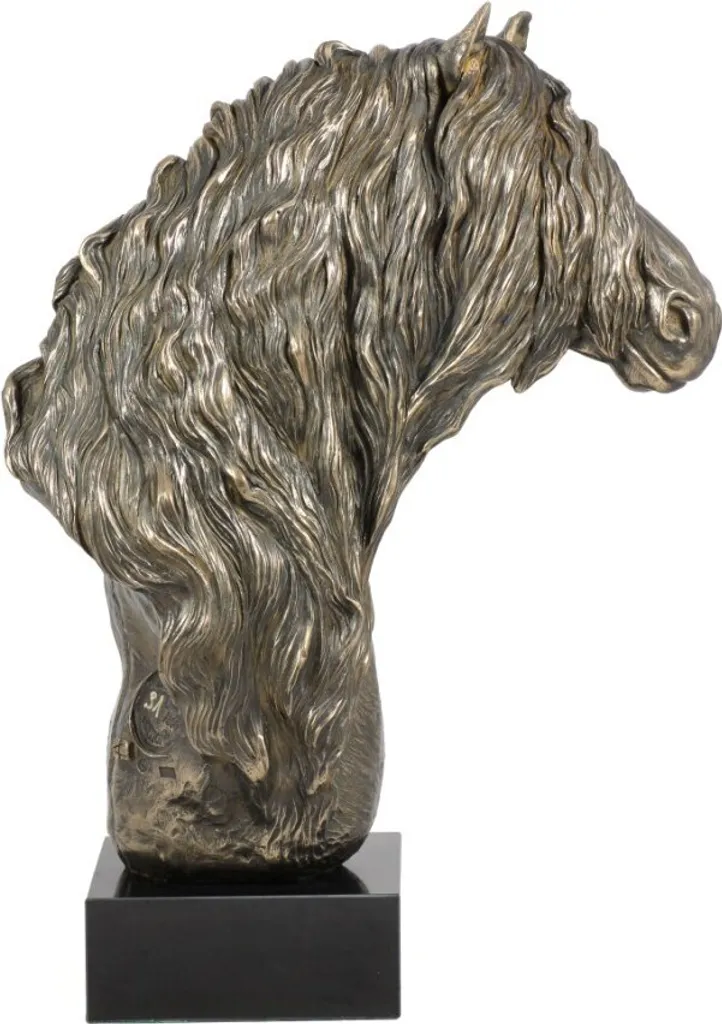 Statue Cheval Frison pour Bureau et Salon : Buste Grand Format